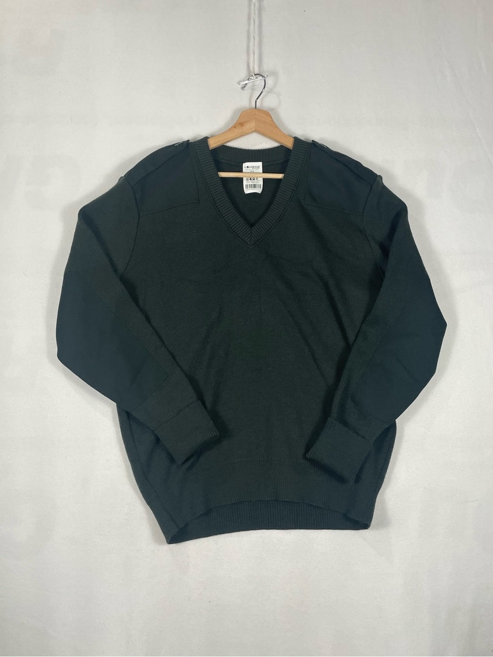 Logistik Unicorp Mossy Green Black Military 100% Wool Long Sleeve Sweater Sz M